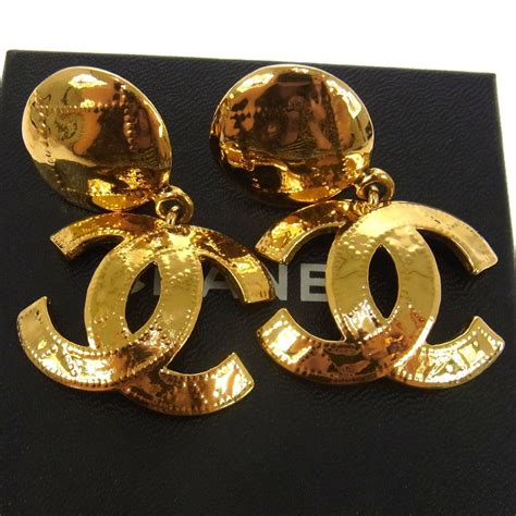 vintage chanel logo earrings|Vintage Chanel earrings clip on.